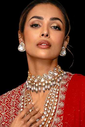 Buy_Joules by Radhika_Multi Color Stones, Beads And Drop Embellished Choker Necklace Set _at_Aza_Fashions