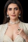 Buy_Joules by Radhika_Gold Plated Pearls, Diamonds Polki Embellished Multi Strand Necklace Set _at_Aza_Fashions