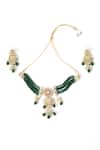 ChhavI'S Jewels_Green Beads, Stones, Pearls Kundan Studded Necklace Set _Online_at_Aza_Fashions