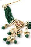 Shop_ChhavI'S Jewels_Green Beads, Stones, Pearls Kundan Studded Necklace Set _Online_at_Aza_Fashions