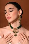 ChhavI'S Jewels_Green Beads, Stones, Pearls Kundan Studded Necklace Set _at_Aza_Fashions
