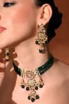 Buy_ChhavI'S Jewels_Green Beads, Stones, Pearls Kundan Studded Necklace Set _at_Aza_Fashions