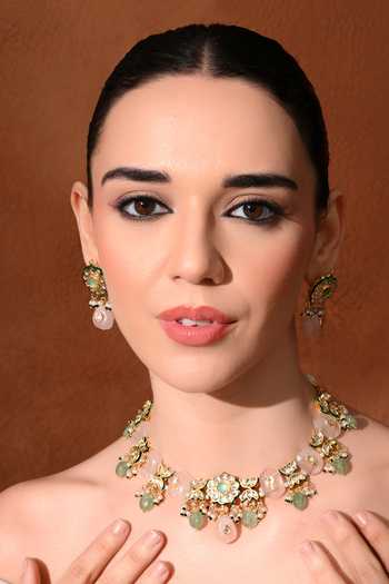 Buy_ChhavI'S Jewels_Multi Color Beads, Pearls, Stones Polki Embellished Necklace Set 