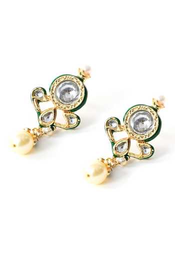 Buy_ChhavI'S Jewels_Purple Pearls, Stones Polki Studded Necklace Set _Online_at_Aza_Fashions