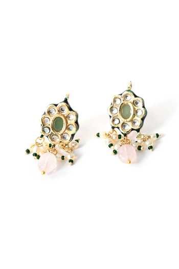ChhavI'S Jewels_Multi Color Stones, Beads Polki Embellished Layered Pendant Necklace Set _Online_at_Aza_Fashions