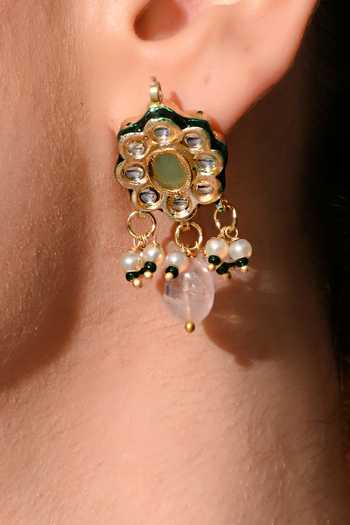 Buy_ChhavI'S Jewels_Multi Color Stones, Beads Polki Embellished Layered Pendant Necklace Set 