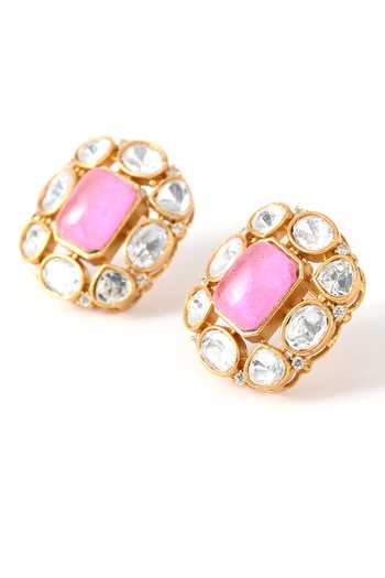 Buy_ChhavI'S Jewels_Multi Color Stones Kundan Polki Studded Necklace Set _Online_at_Aza_Fashions