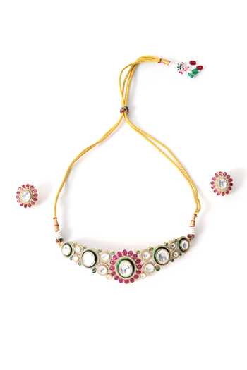 ChhavI'S Jewels_Multi Color Kundan Embellished Necklace Set _Online_at_Aza_Fashions