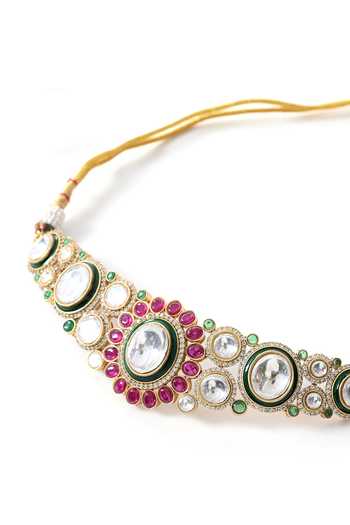 Shop_ChhavI'S Jewels_Multi Color Kundan Embellished Necklace Set _Online_at_Aza_Fashions