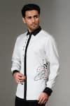 Buy_PRAVALIKA KOLA_White Crepe Embroidery, Beads Bug Me Not Shirt _at_Aza_Fashions