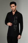 Buy_PRAVALIKA KOLA_Black Crepe Embroidery, Beads Spider Shirt _at_Aza_Fashions