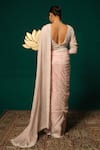 Buy_Niloufer By Aasif Ally_Pink Tissue Pearls, Sequins V-neck Moti And Embrooidered Saree With Blouse _Online
