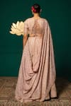 Shop_Niloufer By Aasif Ally_Pink Tissue Sequins, Mirrors, Cut Work Sweetheart Neck Embroidered Lehenga Set _at_Aza_Fashions