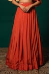 Shop_Niloufer By Aasif Ally_Orange Chinon Sequins, Stones Off-shoulder Cutdana And Work Lehenga & Top Set _Online_at_Aza_Fashions