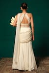 Shop_Niloufer By Aasif Ally_Ivory Tissue, Chinon Pearls, Cut Moti Embroidered Blouse With Lehenga Saree _at_Aza_Fashions