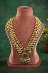 Shop_Kaari_Green Pearls, Stones Misha Pendant Necklace _at_Aza_Fashions