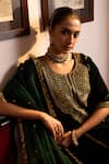 Kaari_Green Stones Airavat Polki Elephant Motif Kada _at_Aza_Fashions