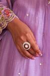 Buy_Kaari_White Stones, Crystals, Diamonds, Eshani Polki Ring _at_Aza_Fashions
