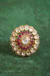 Shop_Kaari_White Stones, Crystals, Diamonds, Eshani Polki Ring _Online_at_Aza_Fashions