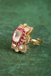 Kaari_White Stones, Crystals, Diamonds, Niti Polki Ring _Online_at_Aza_Fashions