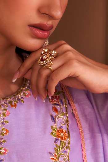 Buy_Kaari_White Stones, Crystals, Radhika Polki Ring _Online_at_Aza_Fashions