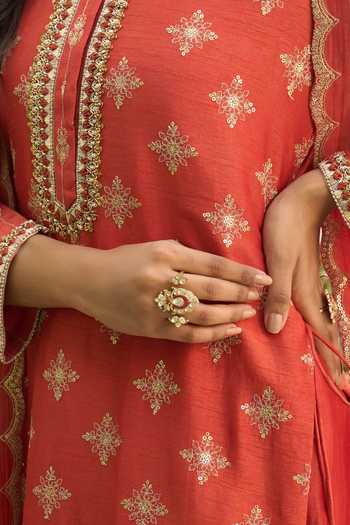 Buy_Kaari_White Stones, Crystals, Radhika Polki Ring _at_Aza_Fashions