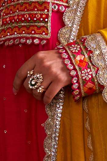 Buy_Kaari_Green Stones, Crystals Namita Polki Ring _Online_at_Aza_Fashions