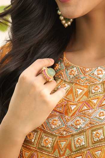 Kaari_Pink Stones Vani Ring _at_Aza_Fashions
