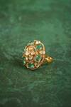 Kaari_Green Stones, Kamya Polki Ring _Online_at_Aza_Fashions