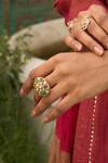 Buy_Kaari_Green Stones, Kamya Polki Ring _Online_at_Aza_Fashions