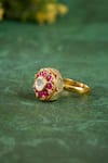 Kaari_Red Stones, Crystals, Jiya Polki Ring _Online_at_Aza_Fashions