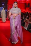 Buy_Itrh_Lilac Silk Organza Beads, Pearls, Zari, Stones Indulekha Saree With Blouse _at_Aza_Fashions