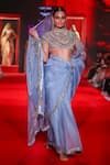 Itrh_Blue Silk, Organza Beads, Zari, Stones High Neelambara Saree Set With Veil _Online_at_Aza_Fashions