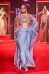 Shop_Itrh_Blue Silk, Organza Beads, Zari, Stones High Neelambara Saree Set With Veil _Online_at_Aza_Fashions