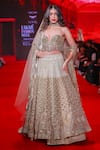 Itrh_Ivory Organza, Net, Velvet, Brocade, Cotton Rajbaraat Lehenga Set With Veil _Online_at_Aza_Fashions
