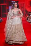Shop_Itrh_Ivory Organza, Net, Velvet, Brocade, Cotton Rajbaraat Lehenga Set With Veil _at_Aza_Fashions