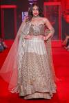 Buy_Itrh_Ivory Organza, Net, Velvet, Brocade, Cotton Rajbaraat Lehenga Set With Veil _at_Aza_Fashions