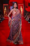 Shop_Itrh_Purple Silk, Net, Brocade, Shantoon Mirrors, Indrani Jamawaar Saree With Blouse _at_Aza_Fashions