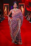 Buy_Itrh_Purple Silk, Net, Brocade, Shantoon Mirrors, Indrani Jamawaar Saree With Blouse _at_Aza_Fashions