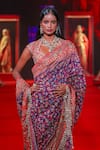 Itrh_Purple Silk, Net, Brocade, Shantoon Mirrors, Indrani Jamawaar Saree With Blouse _Online_at_Aza_Fashions