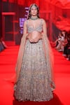 Itrh_Blush Organza, Net, Velvet Stones, Mrigakshi Embellished Lehenga Set With Veil _at_Aza_Fashions