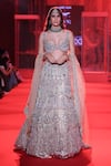 Buy_Itrh_Blush Organza, Net, Velvet Stones, Mrigakshi Embellished Lehenga Set With Veil _at_Aza_Fashions