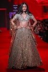 Itrh_Rose Gold Organza, Chanderi, Tissue, Brocade Stones, Tarakini Jaal Lehenga Set _at_Aza_Fashions