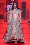 Shop_Itrh_Rose Gold Organza, Chanderi, Tissue, Brocade Stones, Tarakini Jaal Lehenga Set 