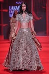 Itrh_Rose Gold Organza, Chanderi, Tissue, Brocade Stones, Tarakini Jaal Lehenga Set _Online