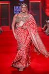 Shop_Itrh_Red Silk, Organza, Net, Shantoon, Jamawaar Sequins, Zari, Rajeshwari Saree _at_Aza_Fashions