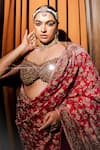 Buy_Itrh_Red Silk, Organza, Net, Shantoon, Jamawaar Sequins, Zari, Rajeshwari Saree _Online_at_Aza_Fashions