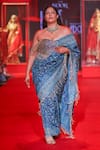 Shop_Itrh_Blue Silk, Organza, Net, Brocade, Shantoon Neelambari Jamawaar Saree With Blouse _Online_at_Aza_Fashions