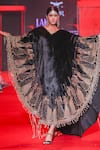 Buy_Itrh_Black Velvet Embroidery, Zari, Mirrors, Chains V-neck Ratrangini Work Kaftan _Online_at_Aza_Fashions