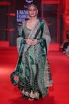 Buy_Itrh_Green Brocade, Lycra Mirrors Vaidurya Work Anarkali Set With Jaal Dupatta _Online_at_Aza_Fashions